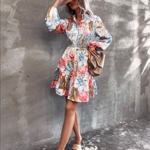 Shein multi color dress with belt